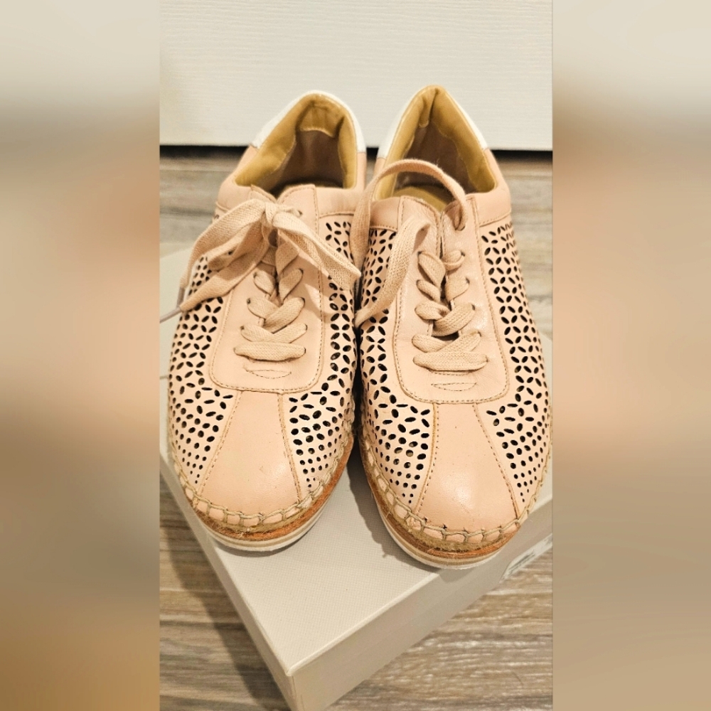 MARC FISHER PINK LEATHER SNEAKER ESPADRILLES